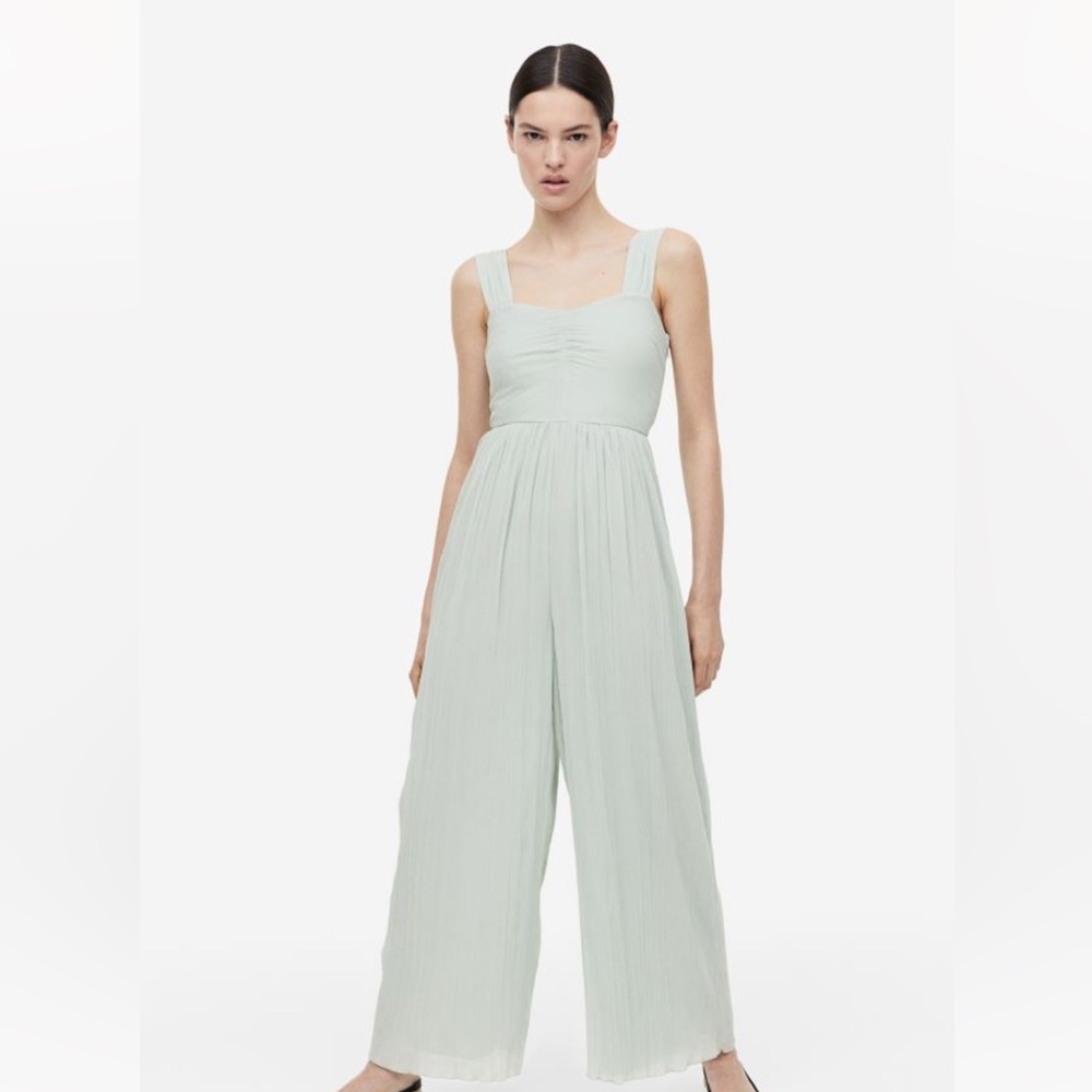 H&M Green Flowy Wide Leg Jumpsuit